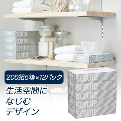 ☆スコッティ ティッシュペーパー 400枚 (200組) 5箱×12パック scottie 00115