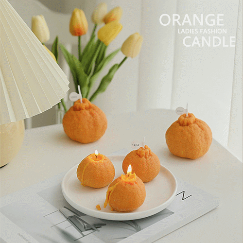 キャンドル★蜜柑キャンドルオレンジ蝋燭かわいい香り物飾り物韓国ファッションレイディーズ