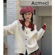 どんなコーデにもピッタリ ニット カーディガン トップス 新作 韓国語版 減齢 人形の襟 暖かい 厚手 長袖