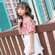新作キッズ半袖ストライプシャツ涼しいカジュアル韓国子供服夏服新作セールファッション