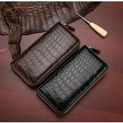 本革　ワニ皮　メンズ財布　メンズウォレット　クラッチ  長財布　ファスナー付き