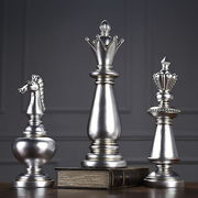チェス 置物 3種類 シルバーカラー ナイト クィーン キング アンティーク チ
