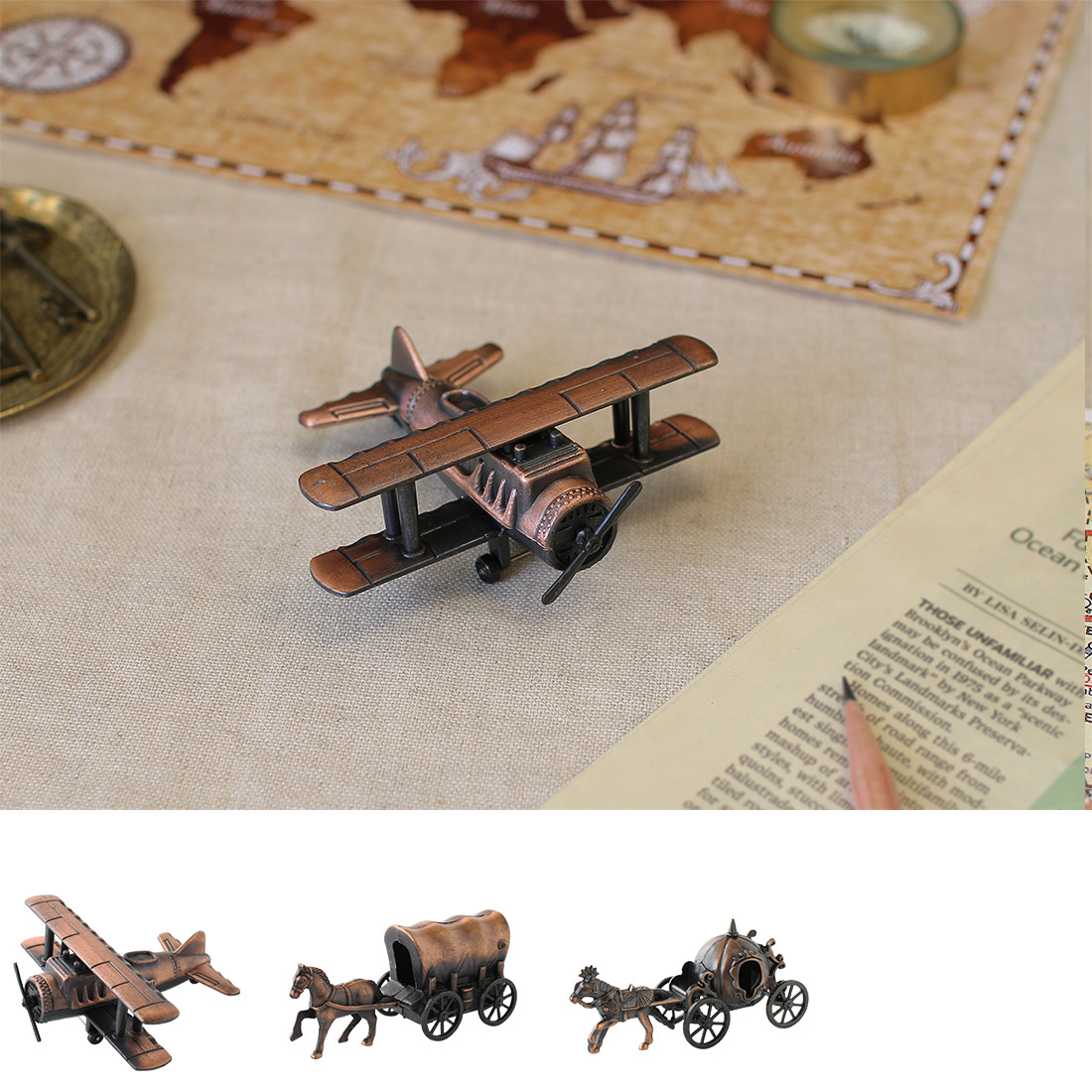 ミニチュア鉛筆削り[小さな置物 アンティーク ヨーロピアン 飛行機 馬車 シンデレラ]