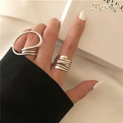 指輪  リング  簡潔  きんぞく  2枚セット  幾何学的指輪  開口指輪  開口調整可能   手飾り