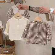 韓国子供服  子供服  キッズ服  子供用シャツ  赤ん坊  チェックシャツ  春服