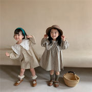 韓国子供服  子供服  キッズ服  子供用スカート 綿麻  レース  チェックスカート 女の子  ワンピース