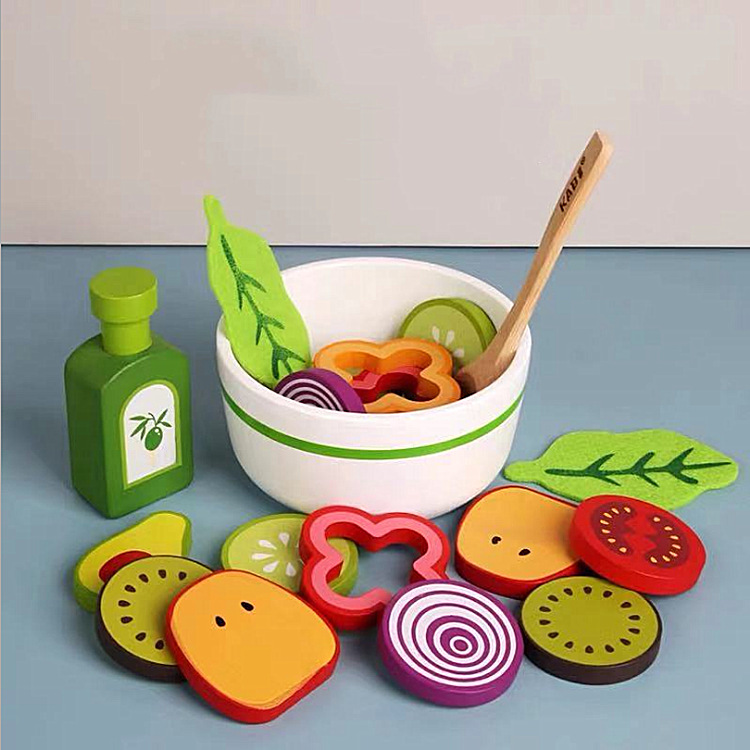 子供の果物と野菜のおもちゃセットプレイハウス木製シミュレーションモデルの組み合わせ果物と野菜のサラダ