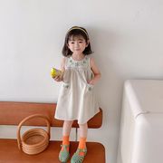2022夏★人気 韓国子供服 刺繍 ノースリーブワンピース   プリンセスドレス  スカート  女の子  キッズ服