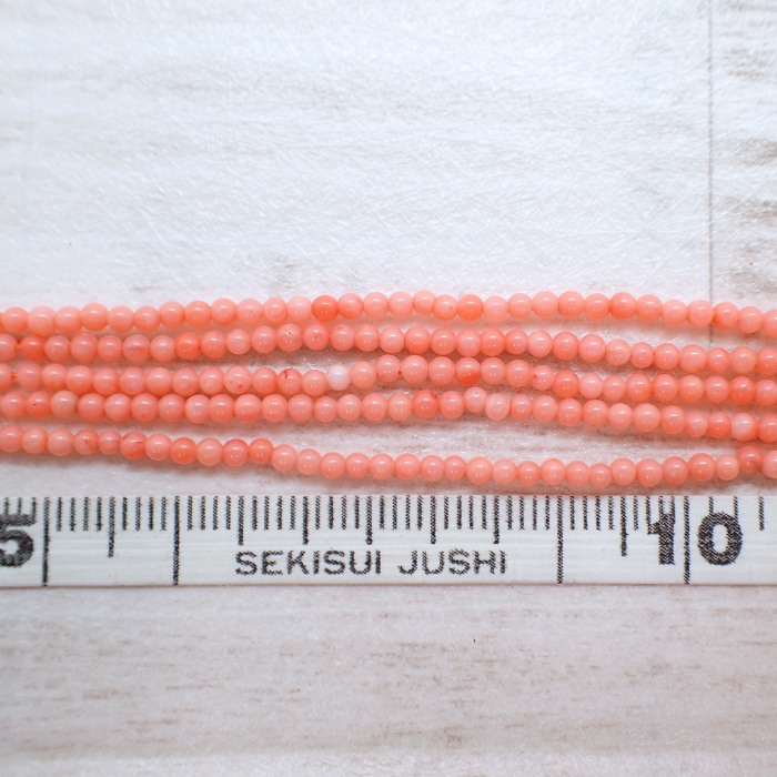 23】サンゴビーズ (染色) 丸ビーズ 2ｍｍ 1連 ラウンド ピンク 珊瑚