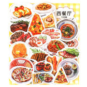 文具 シール貼紙 封口貼 手帳素材 アンティーク メニュ一 食べ物図録 西洋料理 中華料理 100枚入