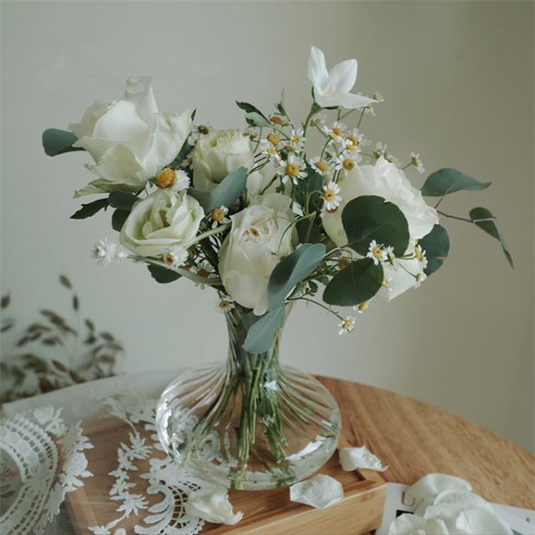 ミニマリスト 透明な シンプル 花瓶 リビングルーム フラワーアレンジメント ガラス花瓶 装飾品