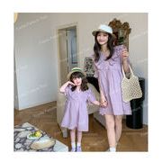 親子ウェア　スカート　子供ドレス　レディースドレス　半袖　親子ドレス　人気　ファッション　韓国風