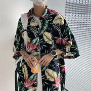 ユニセックス　夏　メンズ服　ビーチ風　半袖シャツ　花柄シャツ　カジュアル　大きいサイズ　ストリート系
