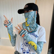 マスク＆袖カバーの2点セット　マスク　手袋　カバー　冷感　UVカット　日焼け防止　多色