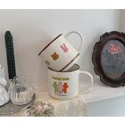 韓国風 INS  くま絵柄 陶磁器インテリア マグカップ  コーヒーカップ  ウォーターカップ カップ   2色
