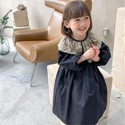 キッズワンピース　バルーン袖　ふんわりドレス　プリンセス風　女の子春秋物　長袖　90-130cm