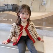 キッズニットカーディガン　上着　ジャケット　女の子　カジュアル　韓国風子供服　長袖　90-140cm