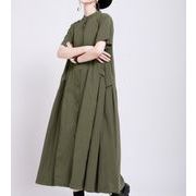 2022春夏新作 デザイン感  レディース  ロングスカート  半袖   ワンピー  韓国 ファッション  シャツ