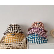 韓国子供のフィッシャーマン帽子ファッション お出かけ遊びUVカット チェック柄