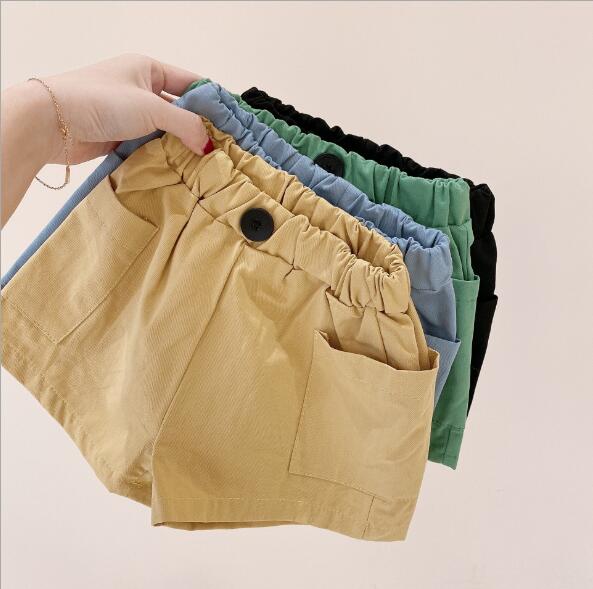 子供パンツ　ショットパンツ　4色　カジュアル　夏　キッズパンツ　90-130　大きいポケットデザイン