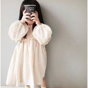 春夏新作　子供　ワンピース 　女の子　韓国ファッション　シンプル　カジュアル　綿麻