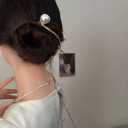 かんざし　簪　ヘアアクセサリー　パール　メタル　デザイン　気質　韓国ファッション