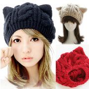 帽子　ニットキャップ　猫耳　レディース　ファッション　韓国風　秋冬　かわいい
