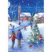 グリーティングカード クリスマス「村の教会のクリスマスイヴ」メッセージカード