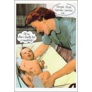 ポストカード カラー写真 赤ちゃんをお風呂に入れる女性