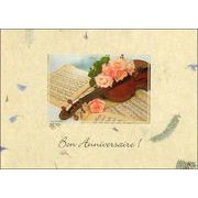 ポストカード カラー写真「ヴァイオリンとピンクのバラ」郵便はがき