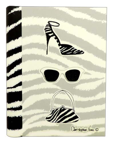 リングカバーノート「ゼブラ柄のヒールとバッグとサングラス」クリストファーヴァインデザイン