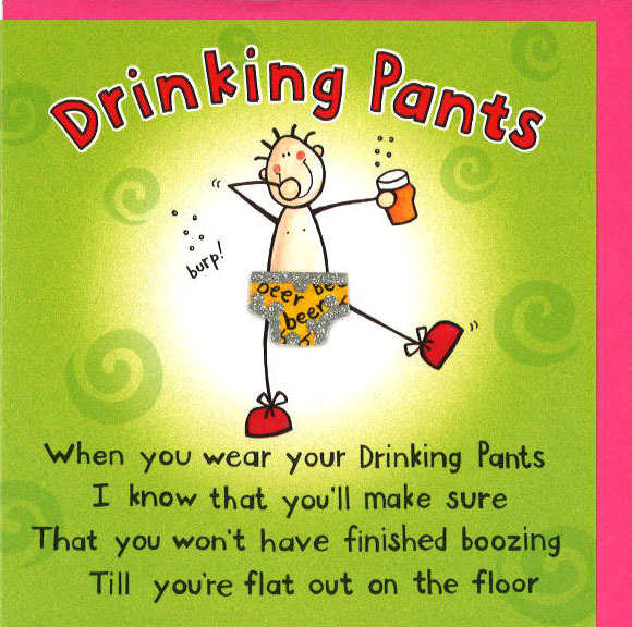グリーティングカード 多目的 立体パンツ「Drinking Pants」ドレス イラスト