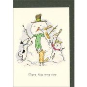 グリーティングカード クリスマス「皆で作る」メッセージカード 雪だるま 猫うさぎ