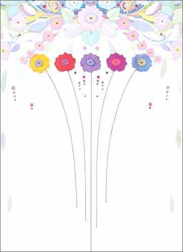 グリーティングカード 多目的「5輪の花」バレンタイン 母の日 メッセージカード