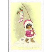 ミニカード クリスマス「子どもとアザラシ」メッセージカード