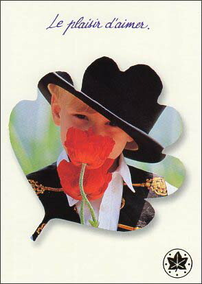 ポストカード カラー写真「花を持った男の子」郵便はがき