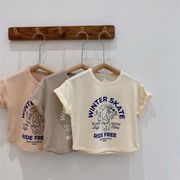 2022年の子供服、夏の新製品子供用韓国版リネンコットン半袖、Tシャツ男の子と女の子のトップス