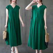 初回送料無料夏の新しいドレスゆったりサイズミドル丈スカート半袖人気商品オシャレAX-91207