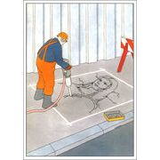 ポストカード イラスト バルタック「工事現場でモナリザを掘る男性」 コミカル