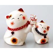 【ご紹介します！安心の日本製！人気のクラフトマンハウスの貯金猫】幸せ親子白猫貯金箱　2008