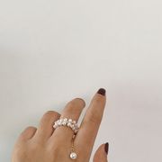 指輪　リング　アクセサリー　パール　デザイン　INS　 調節可能　韓国ファッション