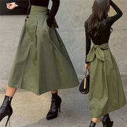 今季トレンドバックリボンがキュートなトレンチスカート韓国ファッション