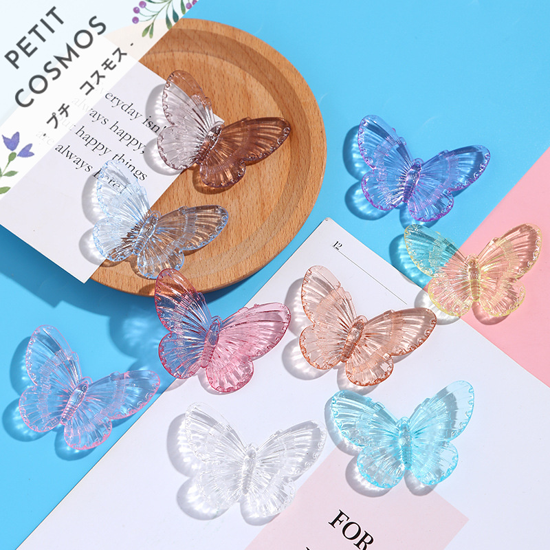 透明感ある蝶々 クリア バタフライ デコパーツ DIYパーツ 手芸 ハンドメイド アクセサリーパーツ 韓国風