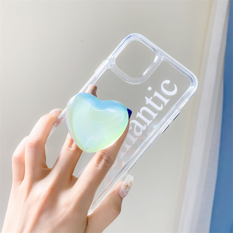 円形 スマホグリップ 透明 ハート形 スマホリング 落下防止