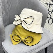 漁師帽女性春夏通気新型蝶ネクタイ盆帽日よけ日焼け止め帽子旅行小沿面太陽帽子