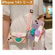 iPhone14 /13/12/11スマホケース スマホストラップ クリア携帯ケース 肩掛け　斜め掛け 2色