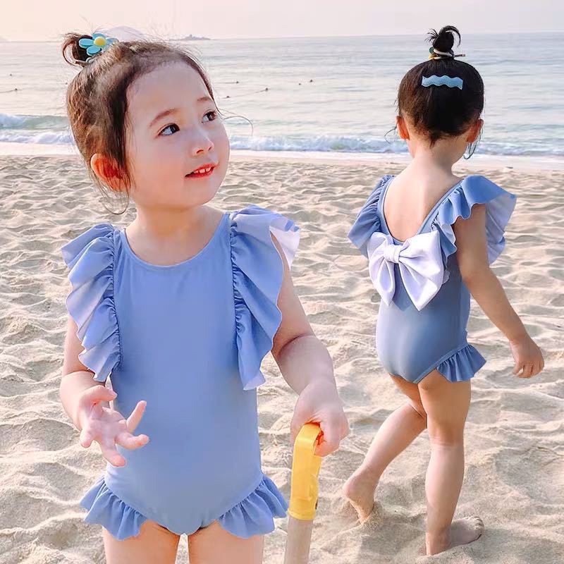 夏新作 韓国風子供服 ベビー服 　女の子　水着　蝶結びリボン 半袖　トップス 可愛い　セット
