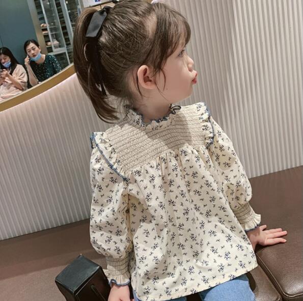 春秋　女の子　子供服 長袖Tシャツ 可愛い  花柄　韓国ファッション　お姫様　トップス 　キッズ