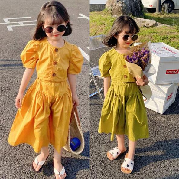 夏新作 子供服  キッズ 2点セット ｔシャツ 半袖トップス+ワイドパンツ セットアップ 韓国ファッション