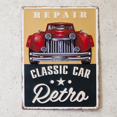アンティークエンボスプレート レクト★CLASSIC CAR RETRO